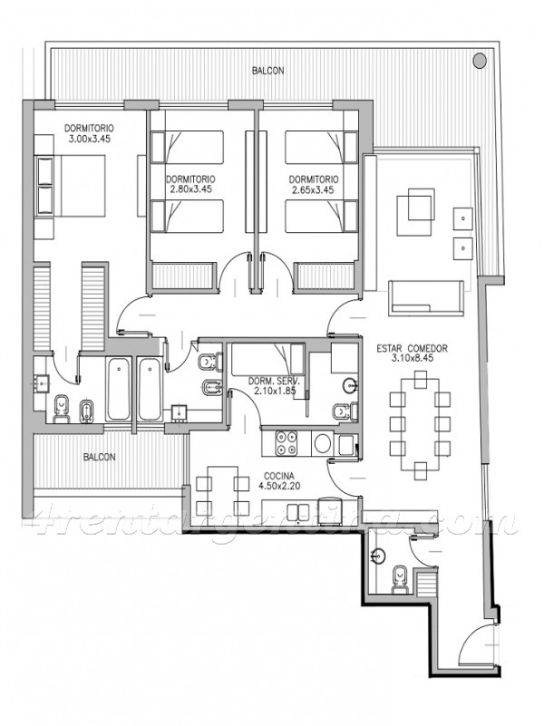 Apartamento Equipado para Arrendar